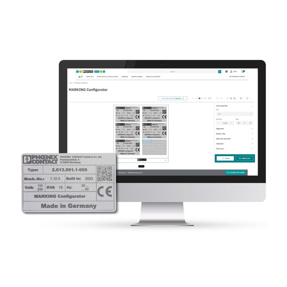 True to the principle of “What you see is what you get”, the Marking Configurator shows a digital image of the customized marking solution.